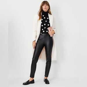 Ann Taylor Petite Faux black Leather High Waist Side Zip Legging